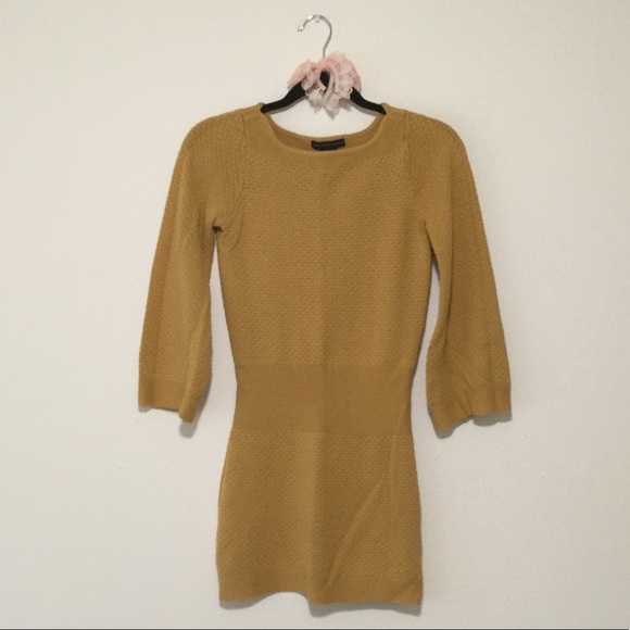 mustard yellow sweater dress